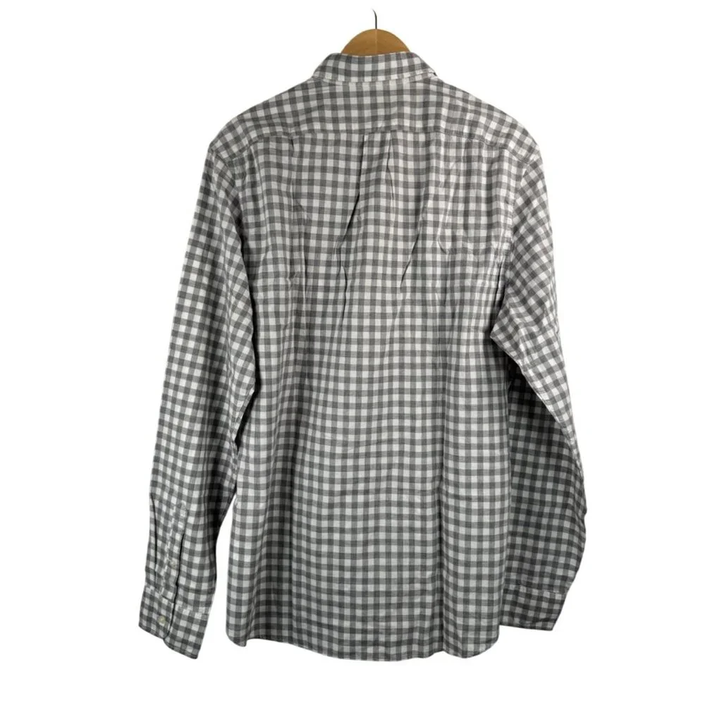 J.Crew Secret Wash Organic Cotton‎ Poplin Shirt For Men gingham sz LT